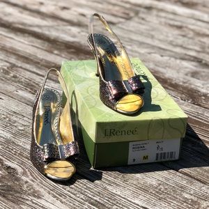 J Reneé Rosina multi-colored sparkle Slingbacks